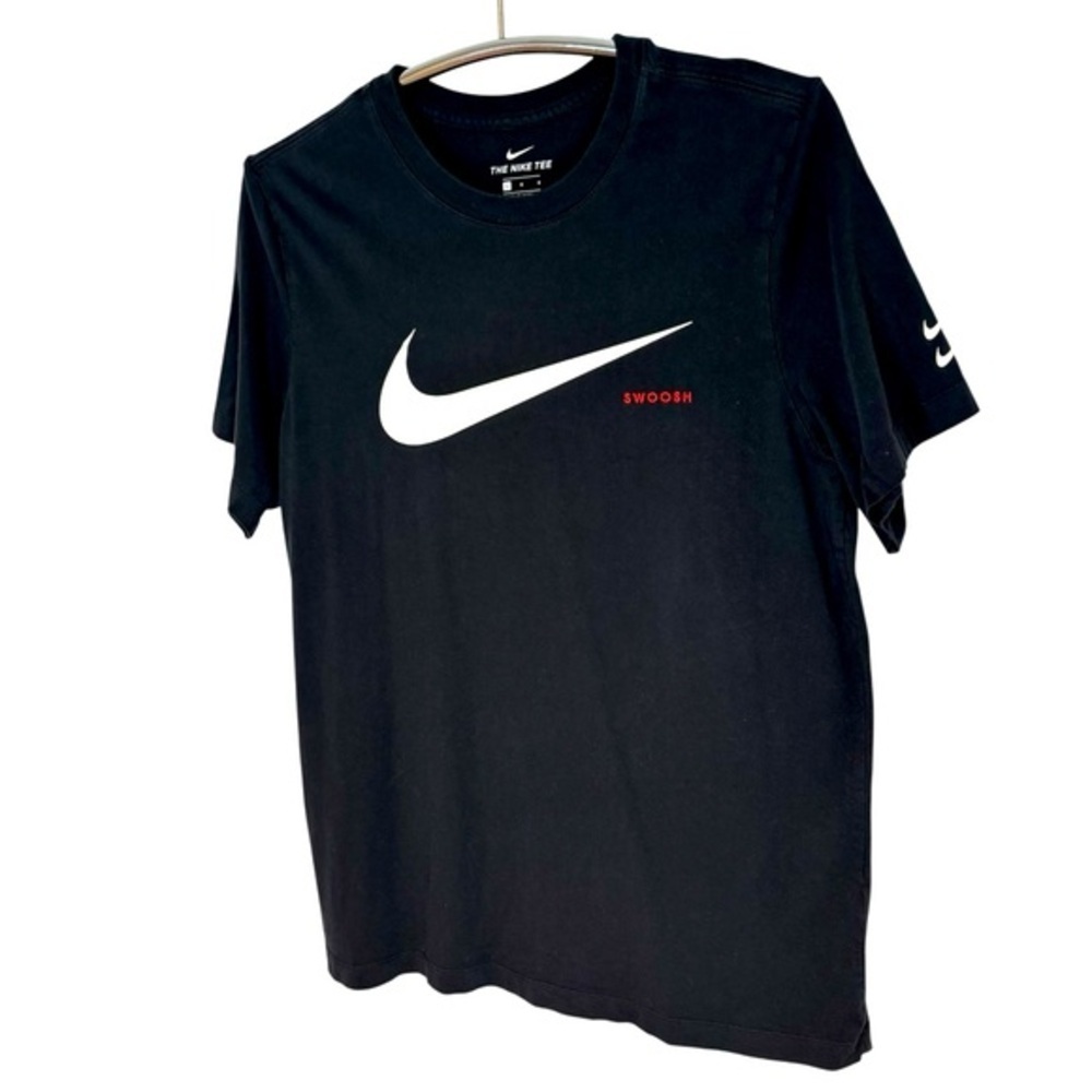 The Nike Too Black and White + Red “Swoosh” Short Sleeve T-Shirt, Size L